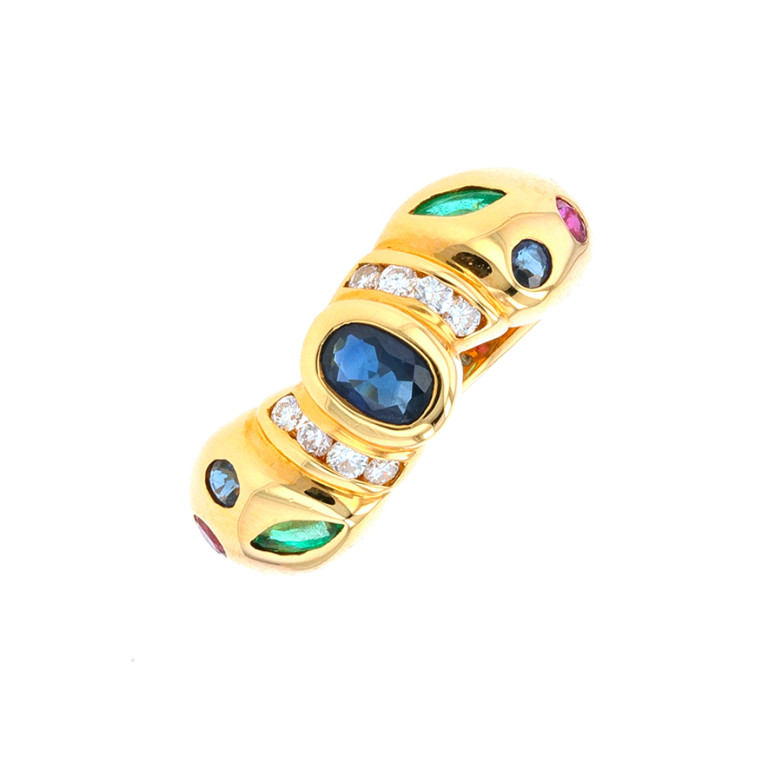 Acheter Bague saphirs, émeraudes, rubis et diamants or jaune 5.49g Comme neuf - 1100,00 € Bague saphirs, émeraudes, rubis et diamants or jaune 5.49g Comme neuf - reconditionné disponible sur Gemme Les Bijoux